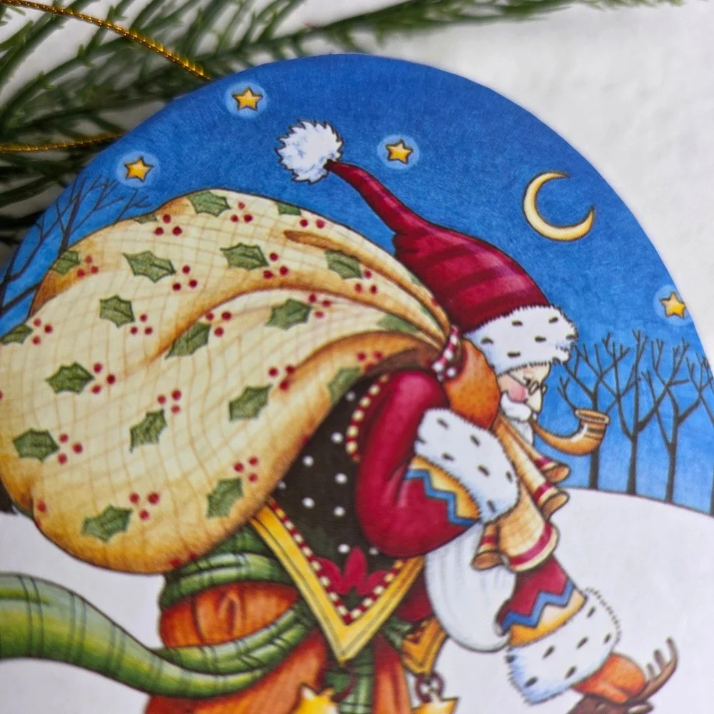 Vintage Santa Claus Oval Trinket Box Ornament It Came Upon A Midnight Clear